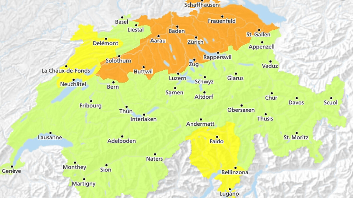 Unwetterkarte der Schweiz.