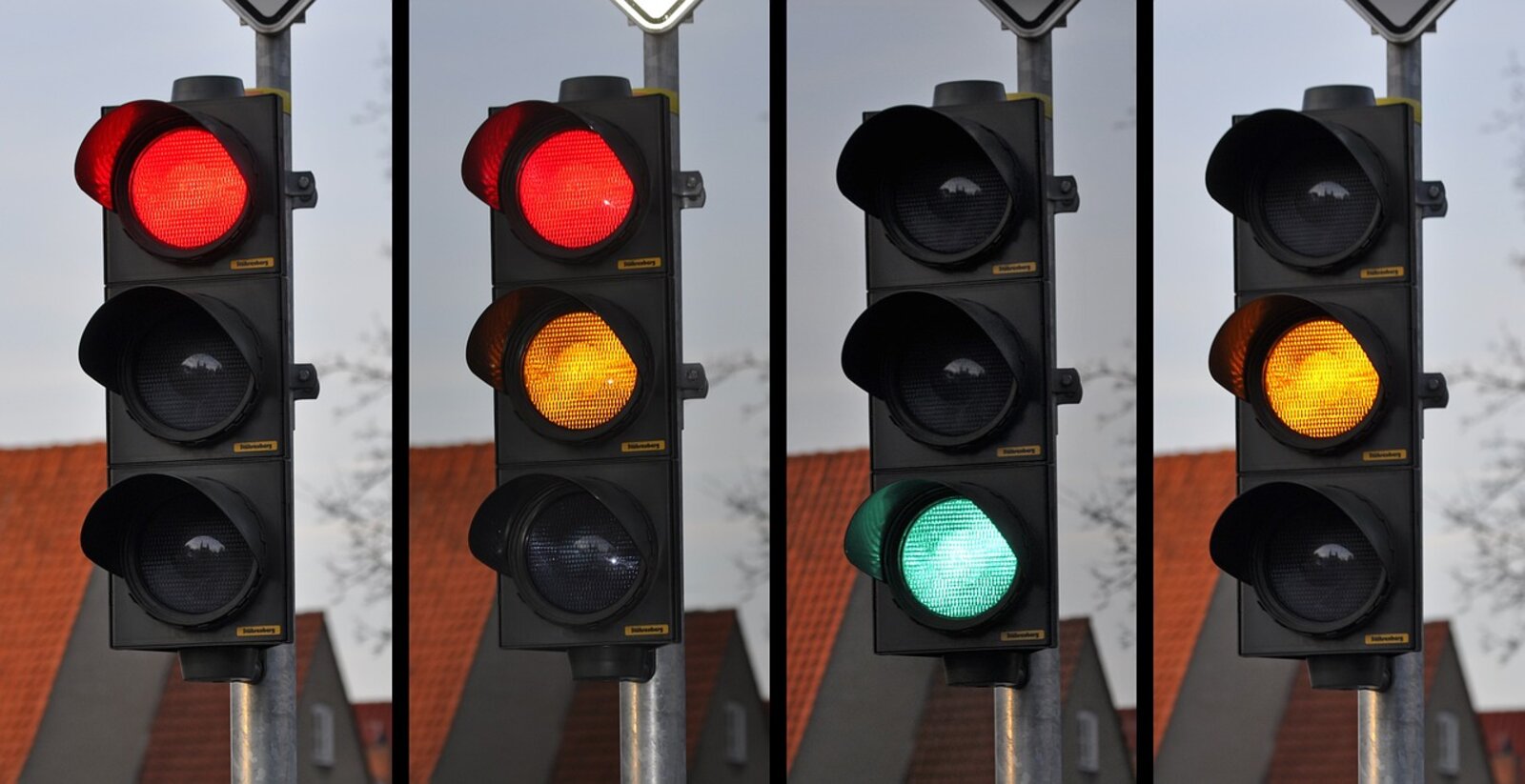 Ampeln mit Rot, Gelb und Grün Anzeige