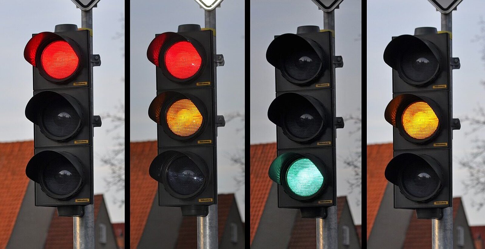 Ampeln mit Rot, Gelb und Grün Anzeige