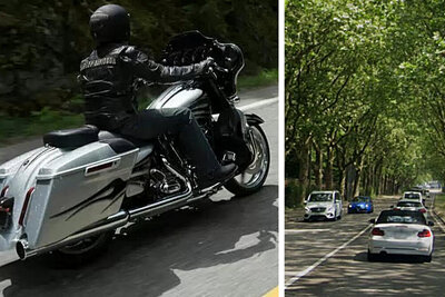 Der Harley-Fahrer (Symbolbild, Harley) raste auf der Frauenfelderstrasse (r.) in der 50er-Zone mit 118 Stundenkilometer. 