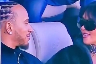 Sind sie ein Paar? Lewis Hamilton und Kim Kardashian besuchten zusammen den Super Bowl in Kalifornien. Bild: NBC