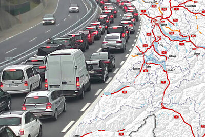 Am heutigen Karfreitag wird vor dem Gotthard-Nordportal mit grossem Verkehrsaufkommen gerechnet. Bild: Webcam Gotthard, ASTRA