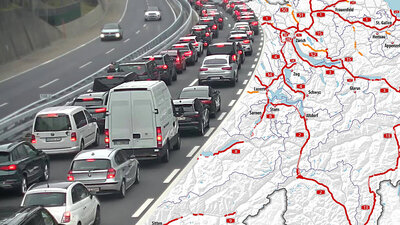 Am heutigen Karfreitag wird vor dem Gotthard-Nordportal mit grossem Verkehrsaufkommen gerechnet. Bild: Webcam Gotthard, ASTRA