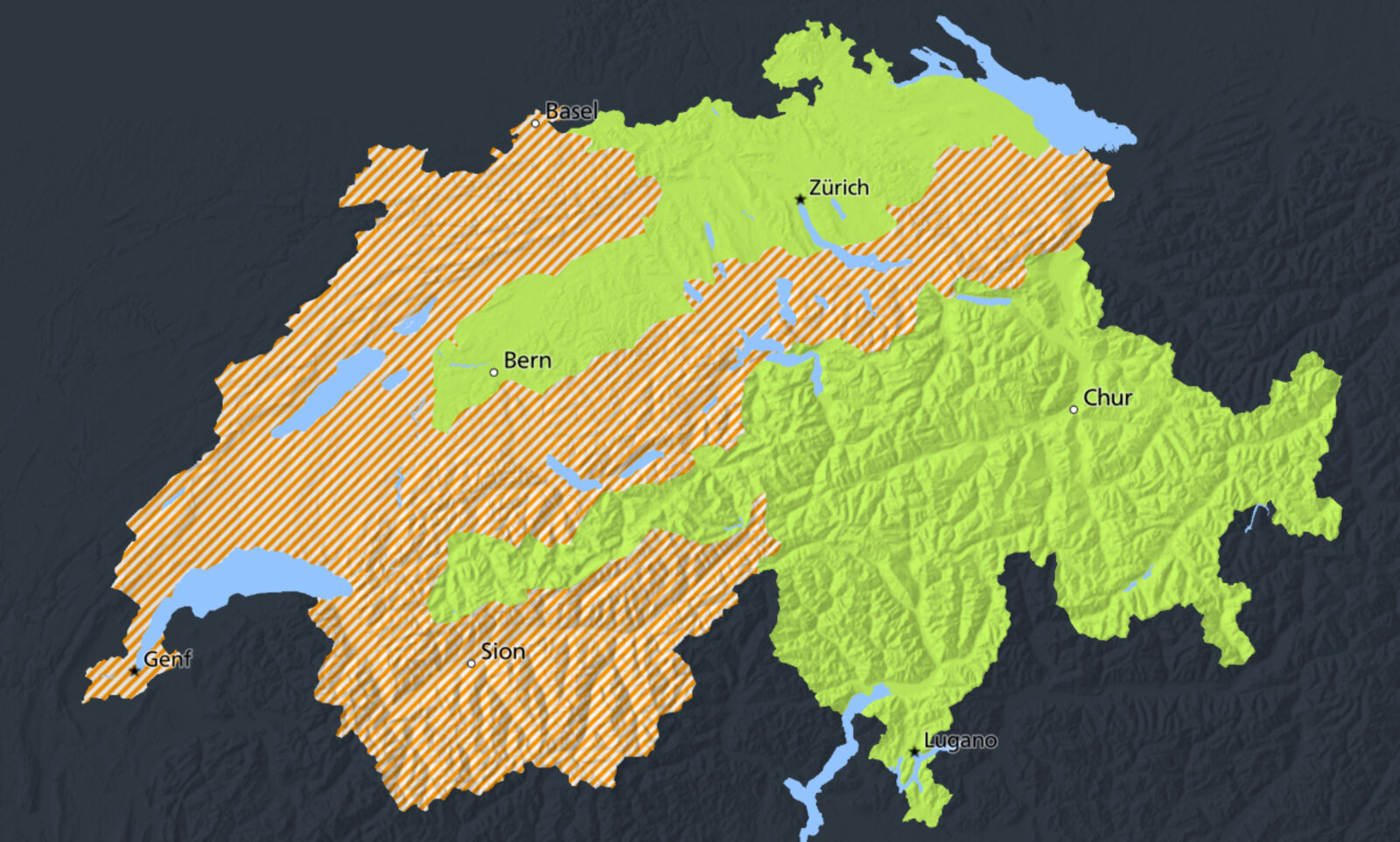 Der Bund warnt am Mittwoch vor weiteren starken Gewittern mit grossen Niederschlagsmengen. Bild: MeteoSchweiz