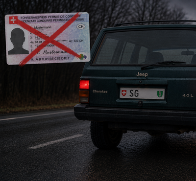 Jeep und durchgezogener Führerschein