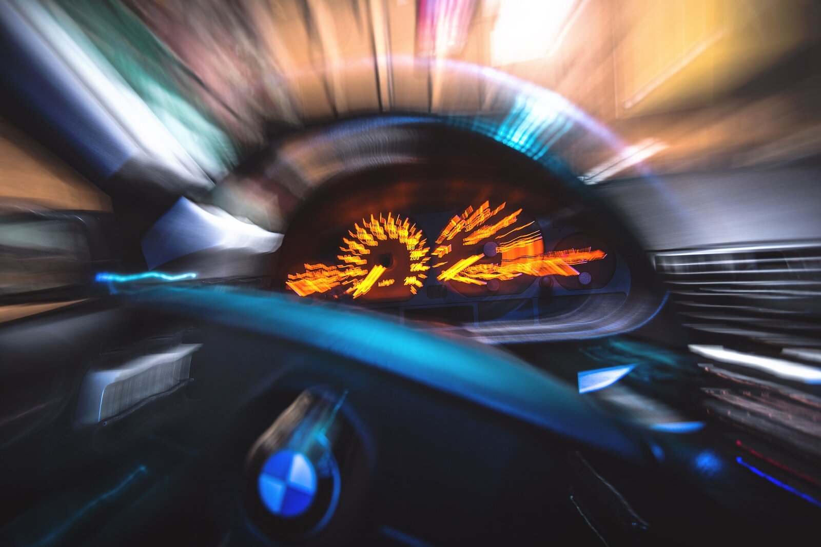 Verschwommen Sicht eines Autofahrers