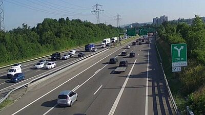 Die betroffene Strecke in Blickrichtung Bern. Bild: Autobahn Cam.