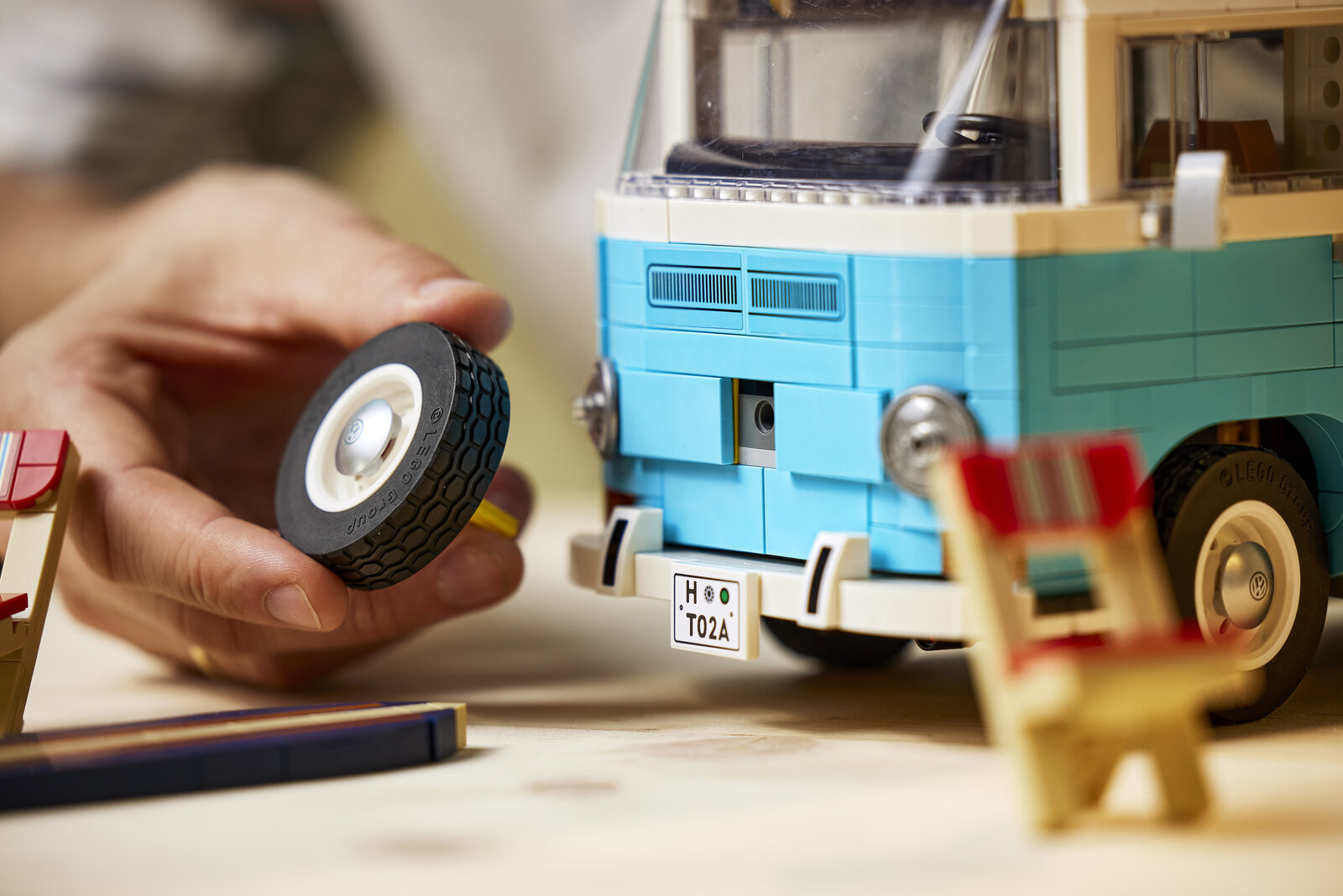 Detail-Ansicht des Lego-VW-Bulli