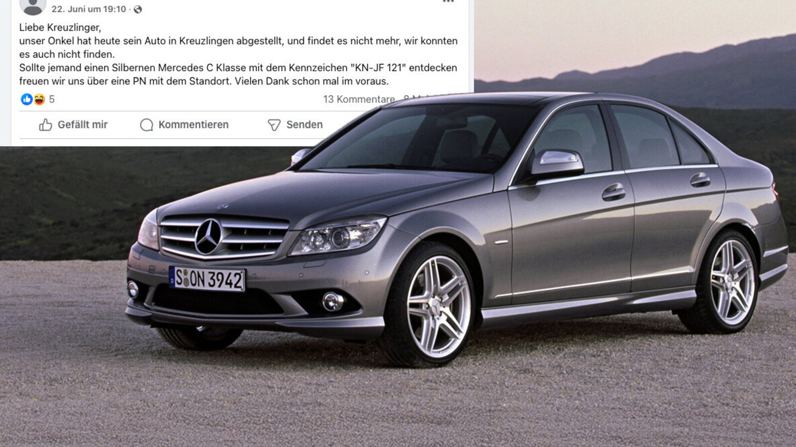 Mercedes mit Facebook-Post
