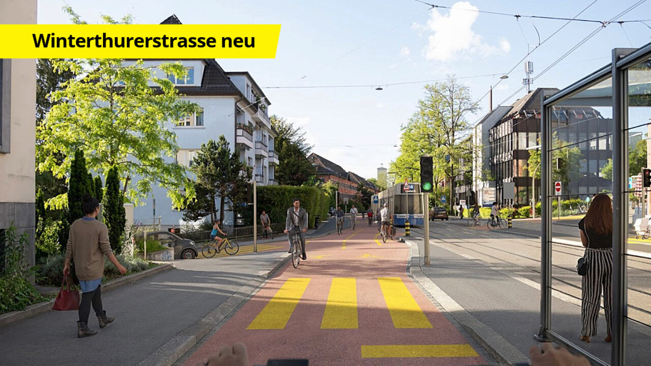 In der Vision der ETH wird die gesamte Fahrbahn zum Veloweg. Bild: ETH