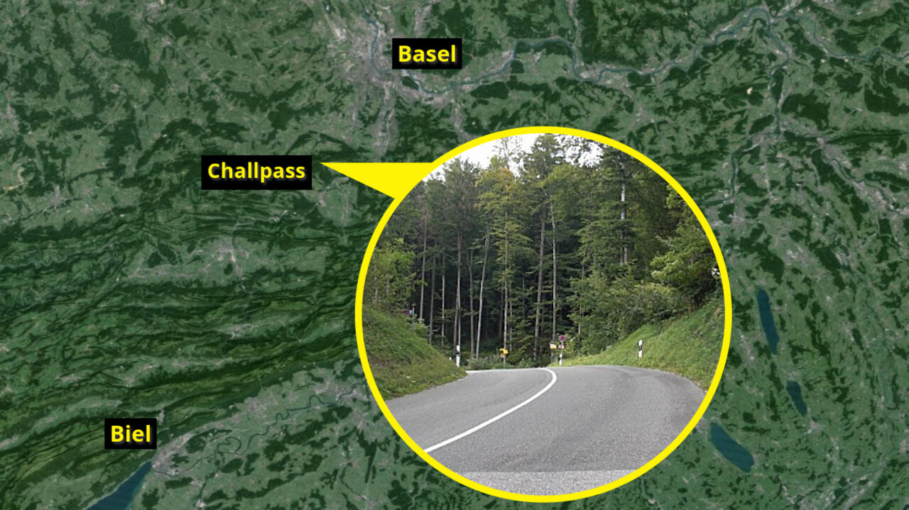 Aktuell testet der Bund einen Lärmblitzer auf dem Gemeindegebiet von Röschenz BL. Die Strecke, auf der die Anlage steht, führt auf den Challpass, eine beliebte Strecke für Motorradfahrer. Grafik: STREETLIFE
