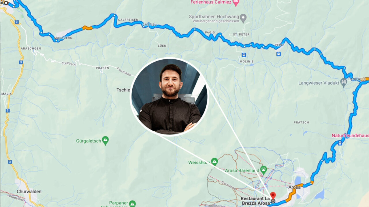 Karte mit dem Ausschnitt von Chur bis Arosa.