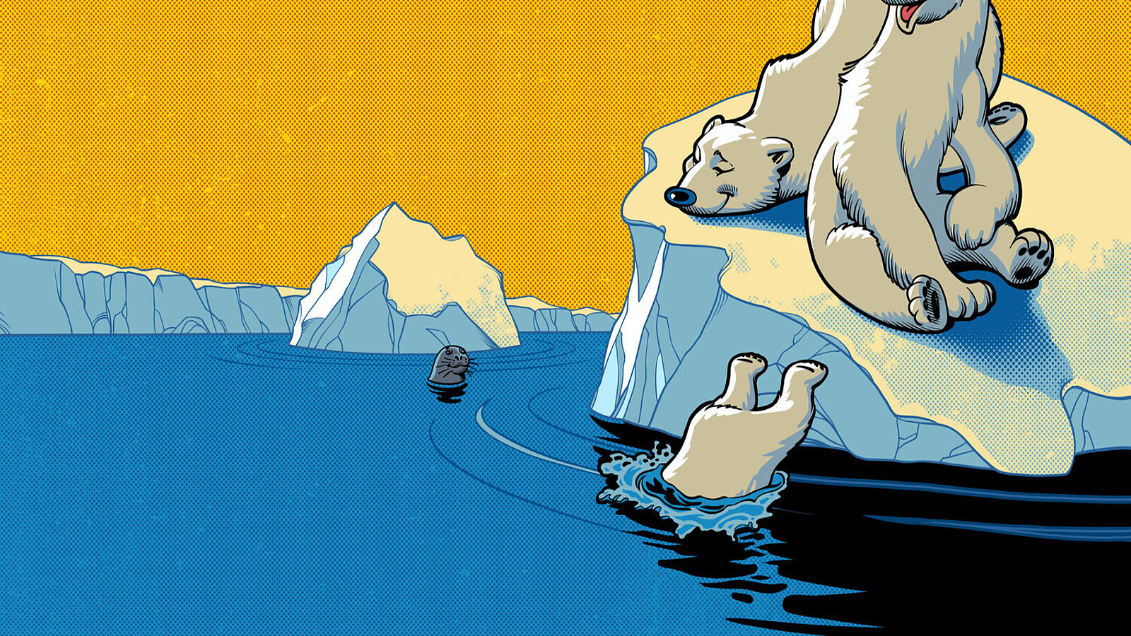 Illustration von Eisbären auf einem Eisberg