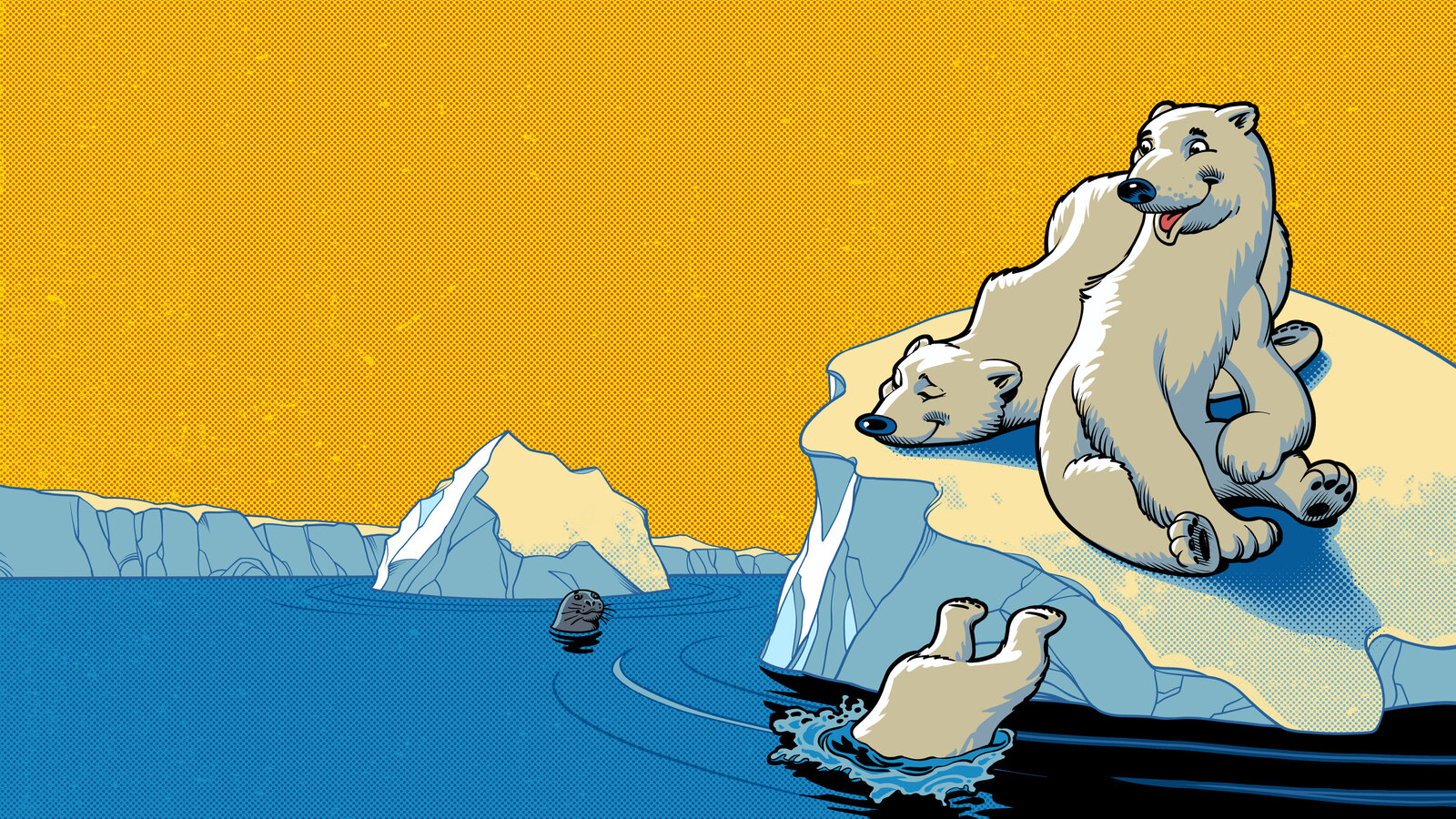 Illustration von Eisbären auf einem Eisberg