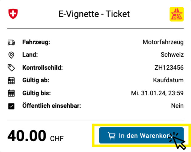 Nach der Kontrolle legt man die Bestellung in den Warenkorb.