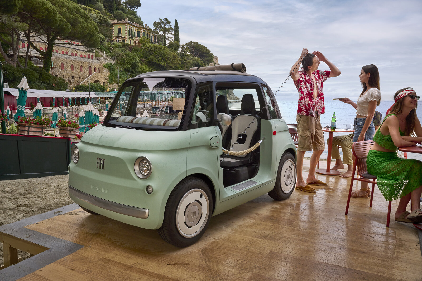 Der Fiat Topolino während jemand gerade die Dusche nutzt