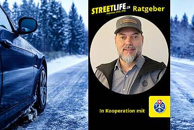 TCS-Experte Adrian Suter erklärt die wichtigen Fragen rund um Autofahren und den Verkehr. Bild: TCS, Freepik, STREETLIFE