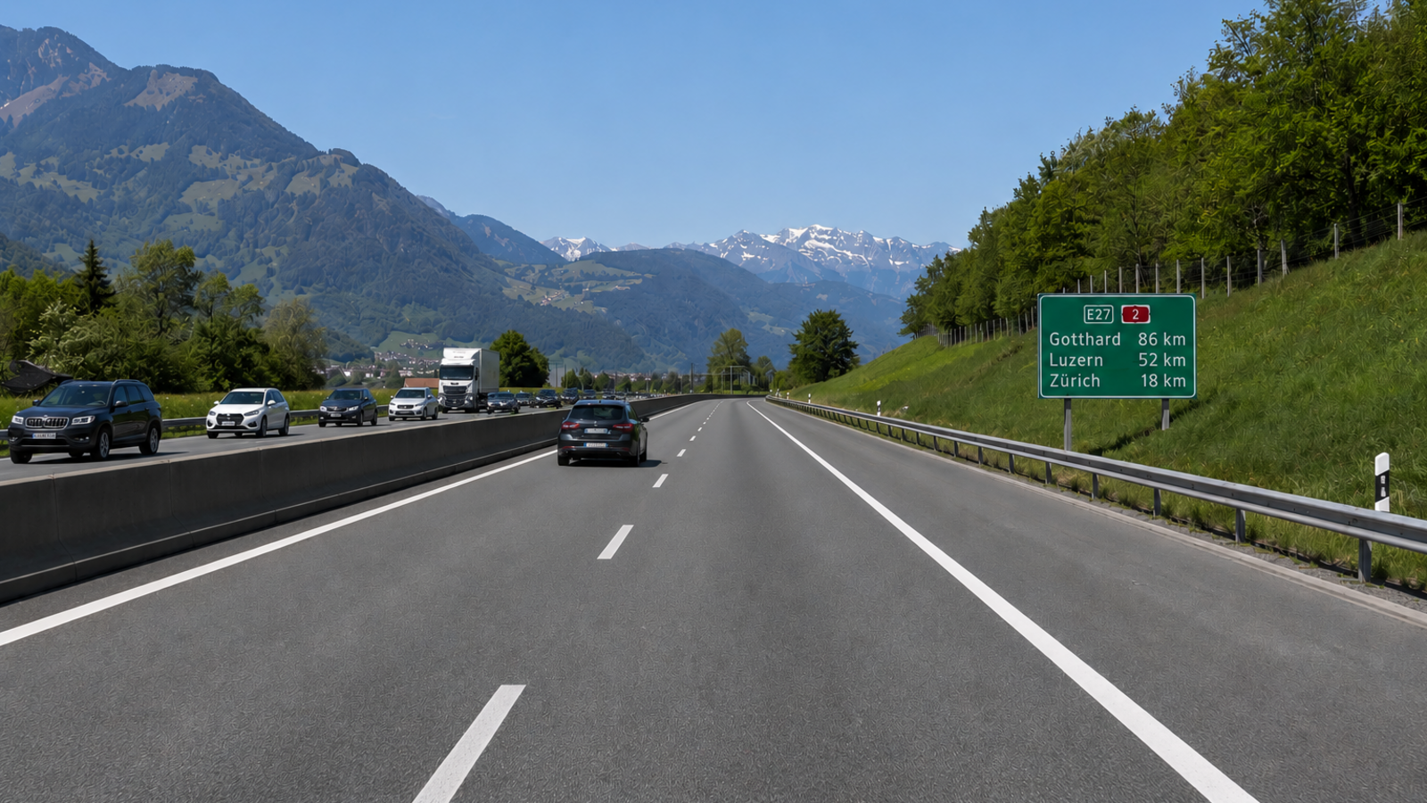 Autobahn mit einem notorischen Linksfahrer
