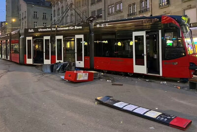 Entgleistes Tram in Bern