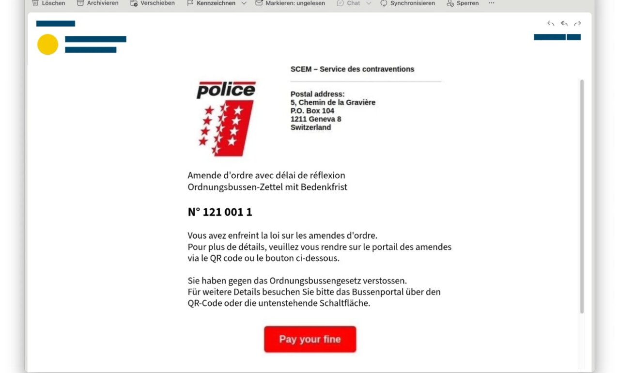 Gefälschte Bussen-Mail Polizei