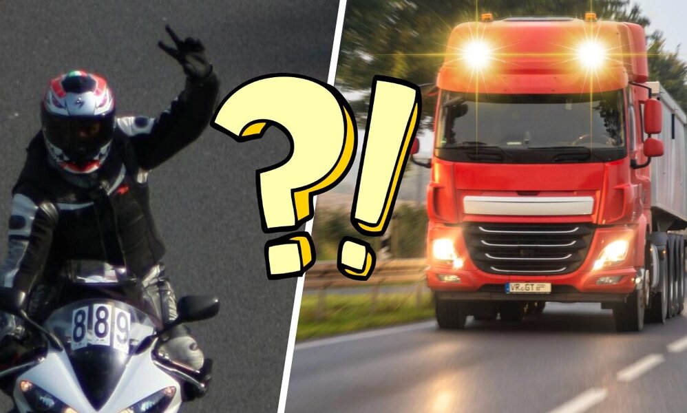 Victory Motorrad Zeichen Lichthupe