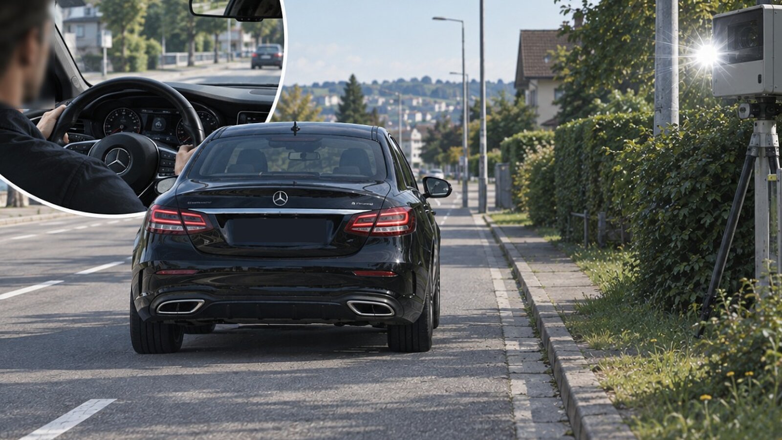 Bei einer illegalen Fahrt wurde der Beschuldigte von einem Radargerät geblitzt. Symbolbild: Mit KI generiert