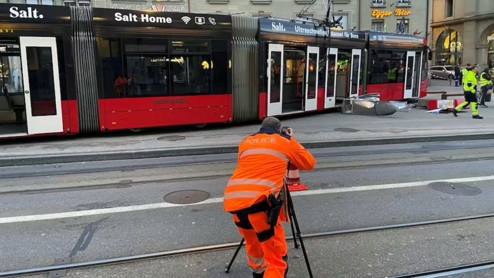 Entgleistes Tram in Bern