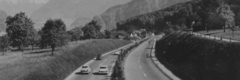 Die erste Schweizer Autobahn zwischen Luzern und Ennethorw
