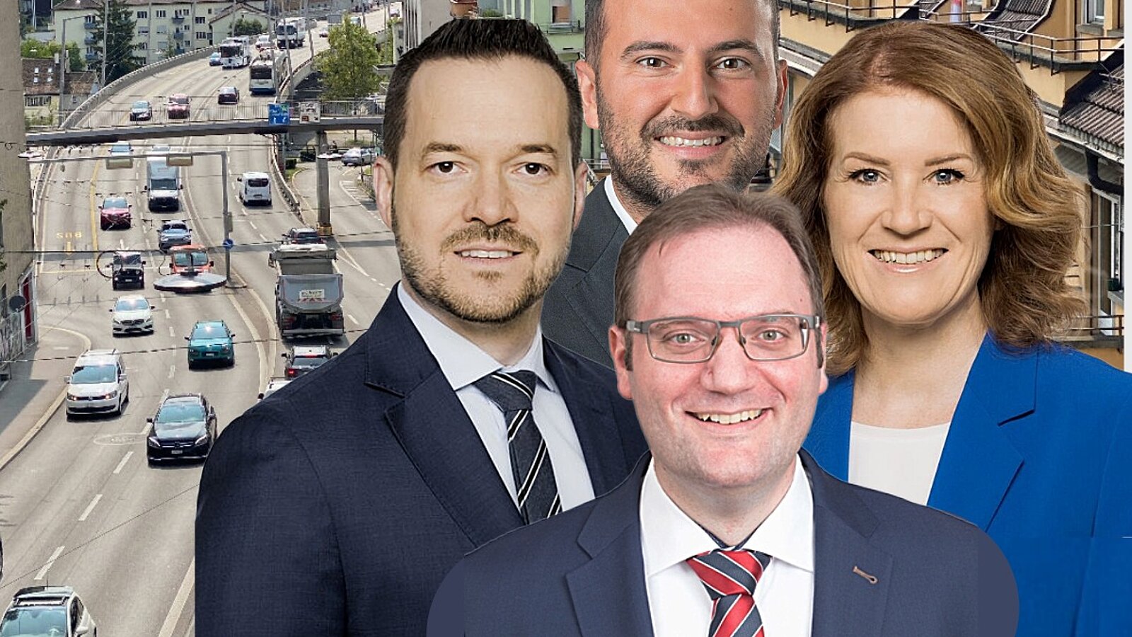 Bürgerliche Politiker in der Stadt Zürich sprechen über ihre Ziele im Kampf gegen die links-grüne Verkehrspolitik. Bild: STREETLIFE, SVP Stadt Zürich, Zürcher Gemeinderat, Die Mitte Stadt Zürich