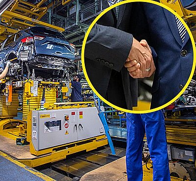 Ein Handschlag, der die Kooperation zwischen Ford Europa und der Geely-Gruppe im Werk in Valencia besiegelt. Bilder: fromtheroad.ford.com