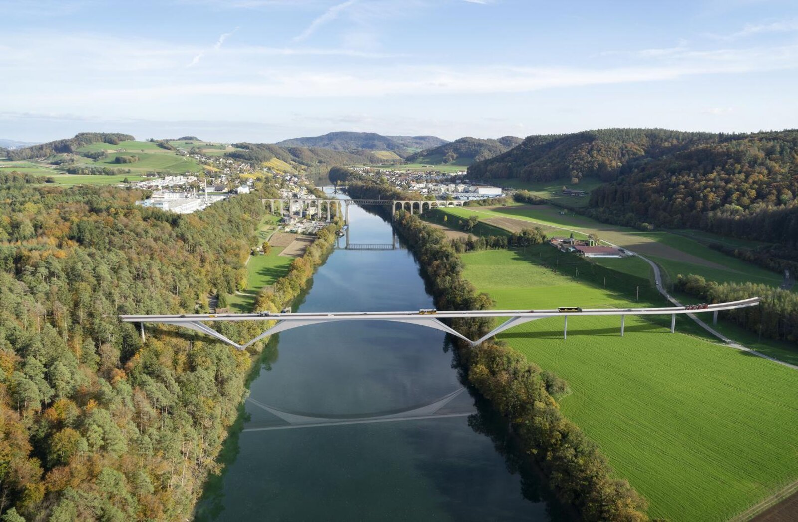 Illustration der neuen Calatrava-Brücke für die Umfahrung von Eglisau