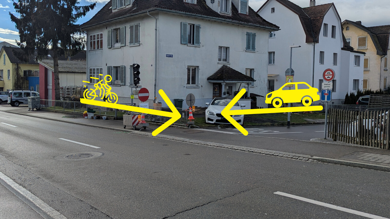Unfallsituation an der Kreuzung
