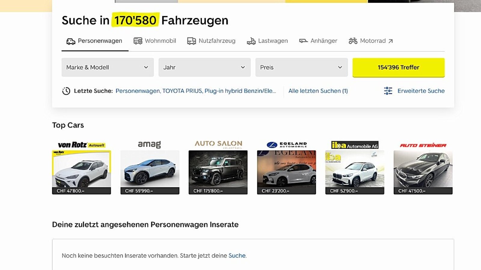 Autoscout24 ist mit dem Vorwurf konfrontiert, die Inseratepreise in die Höhe zu treiben. Bild: autoscout24.ch
