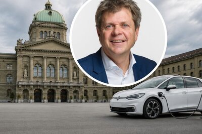 Jürg Grossen, GLP-Nationalrat, fordert Massnahmen für eine bessere regulierung des Occasion-E-Auto-Markts. Bild: parlament.ch, KI generiert