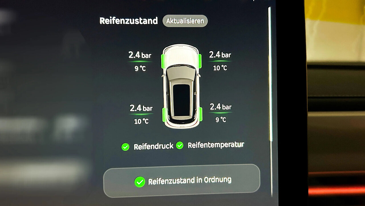 Reifendruckanzeige im Fahrzeug