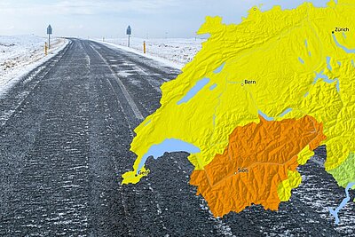 Der Bund warnt vor gefrierenden Strassen. Bild: Freepik, MeteoSchweiz
