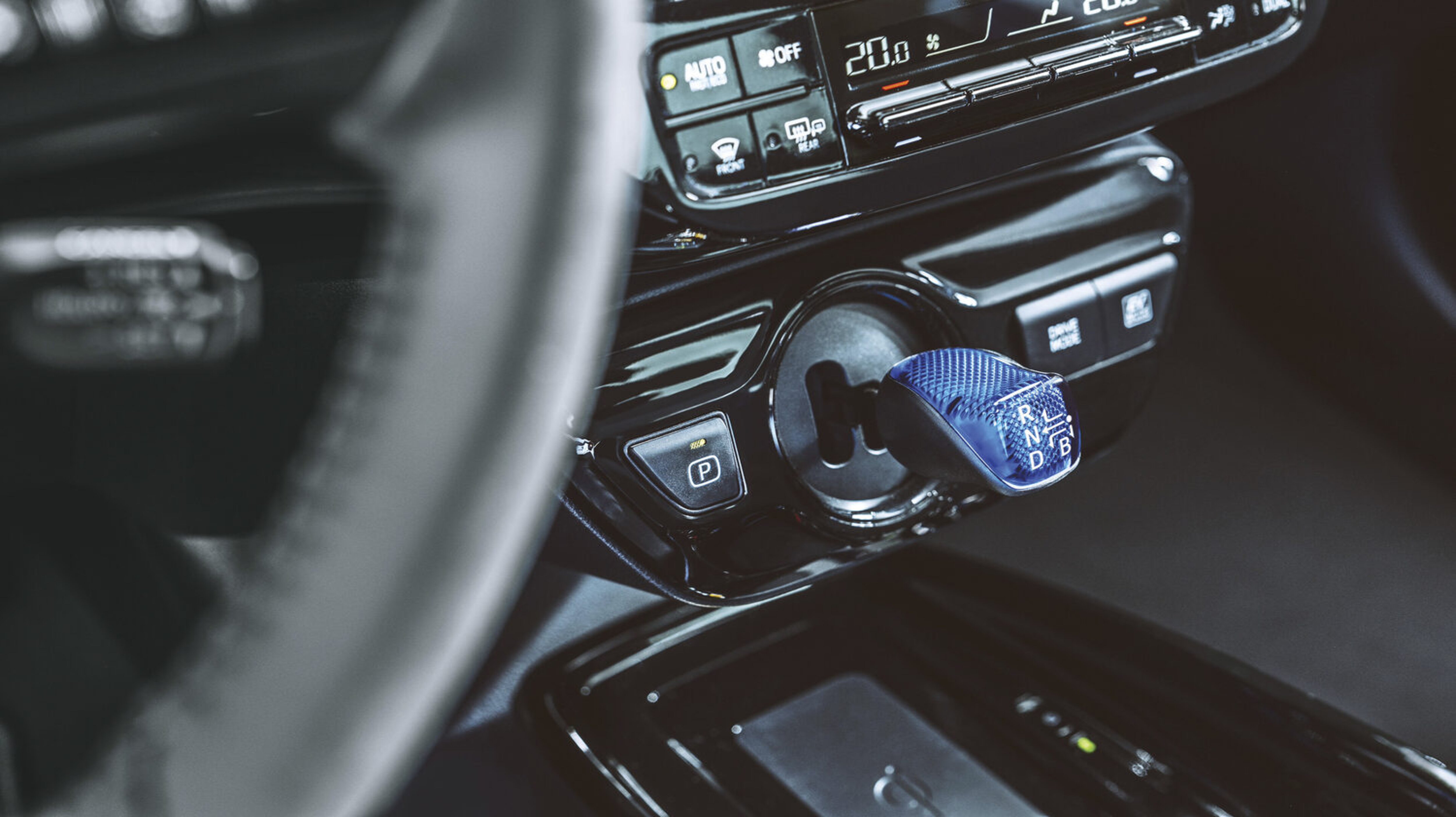 Gangwahlhebel in einem Toyota Prius