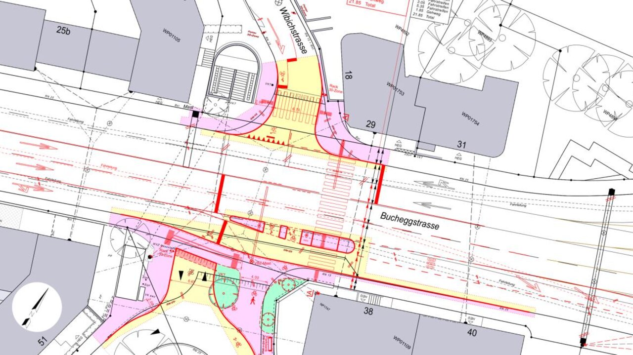 Der Plan für die Querungsstelle bei der Wibichstrasse.