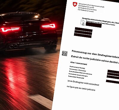 Wer rast und erwischt wird, muss mit einem Eintrag im Strafregister rechnen. Bild: Zvg, KI generiert