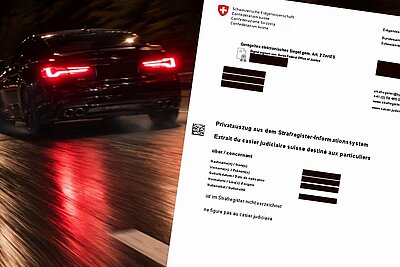 Wer rast und erwischt wird, muss mit einem Eintrag im Strafregister rechnen. Bild: Zvg, KI generiert
