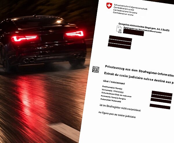 Wer rast und erwischt wird, muss mit einem Eintrag im Strafregister rechnen. Bild: Zvg, KI generiert