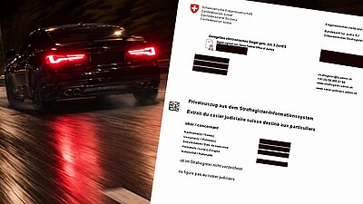 Wer rast und erwischt wird, muss mit einem Eintrag im Strafregister rechnen. Bild: Zvg, KI generiert