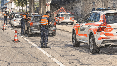 Skizze zu einer Polizeikontrolle in Schaffhausen