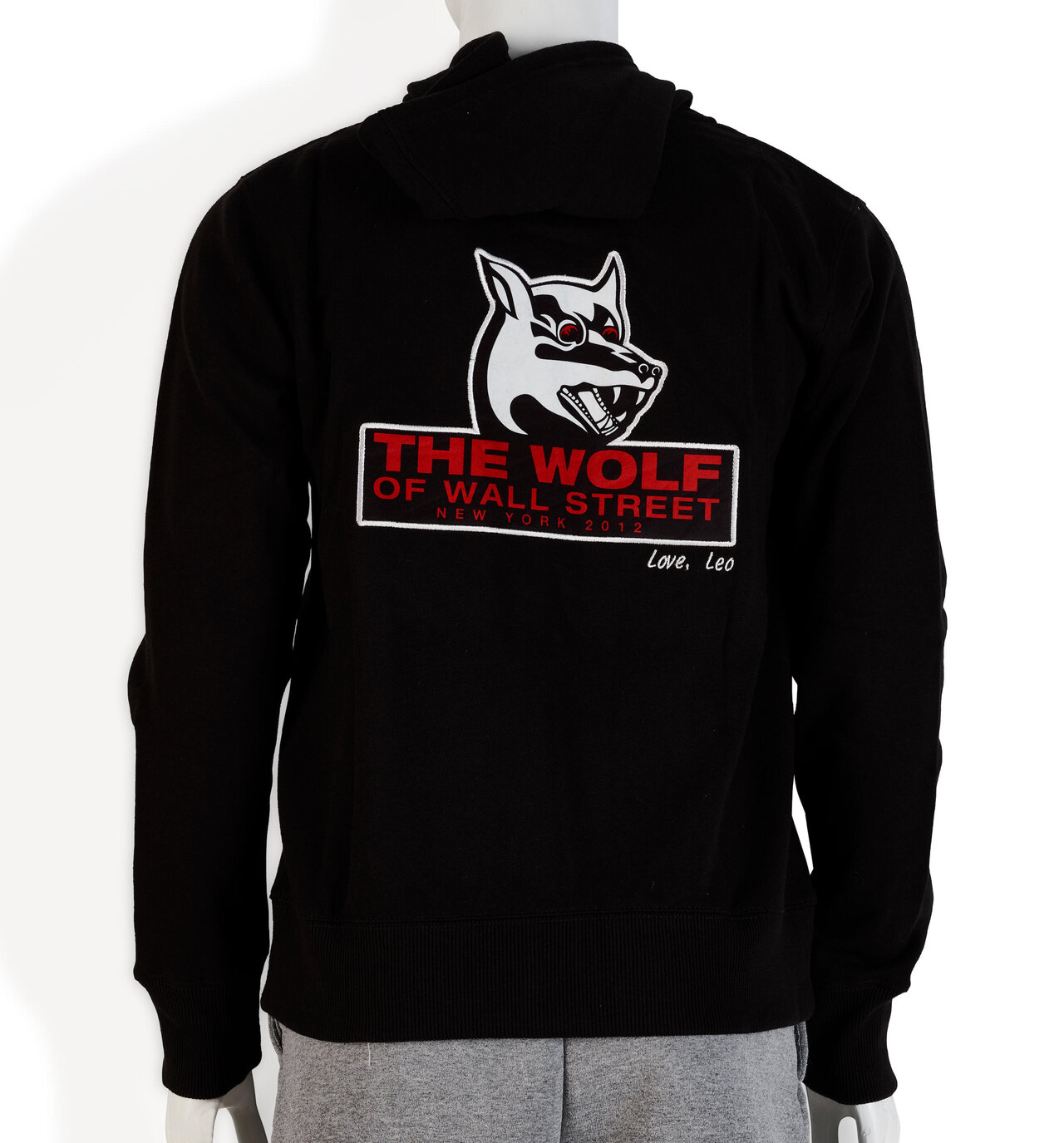Schwarzer Hoodie mit dem Filmsignet von "The Wolf of Wall Street".