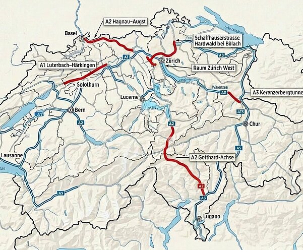 Sommer Baustellen Schweiz Karte