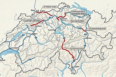 Sommer Baustellen Schweiz Karte