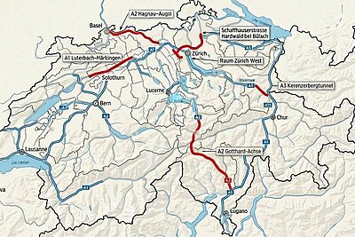 Sommer Baustellen Schweiz Karte
