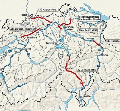 Sommer Baustellen Schweiz Karte