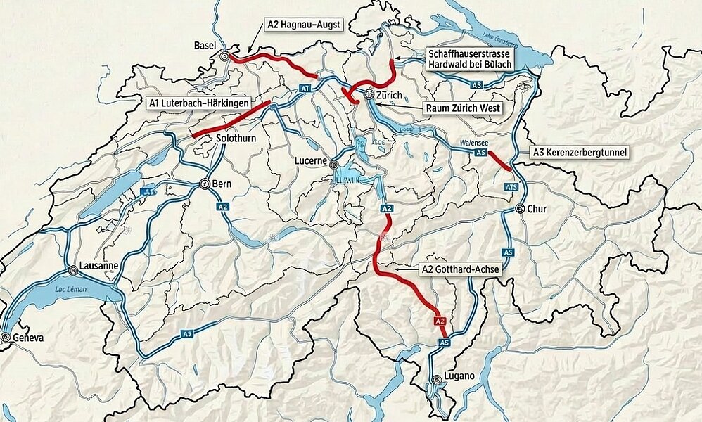 Sommer Baustellen Schweiz Karte