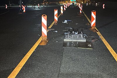 An der Baustellenabschrankung konnten Spuren vom Fahrzeug sichergestellt werden. Bild: Kantonspolizei Solothurn